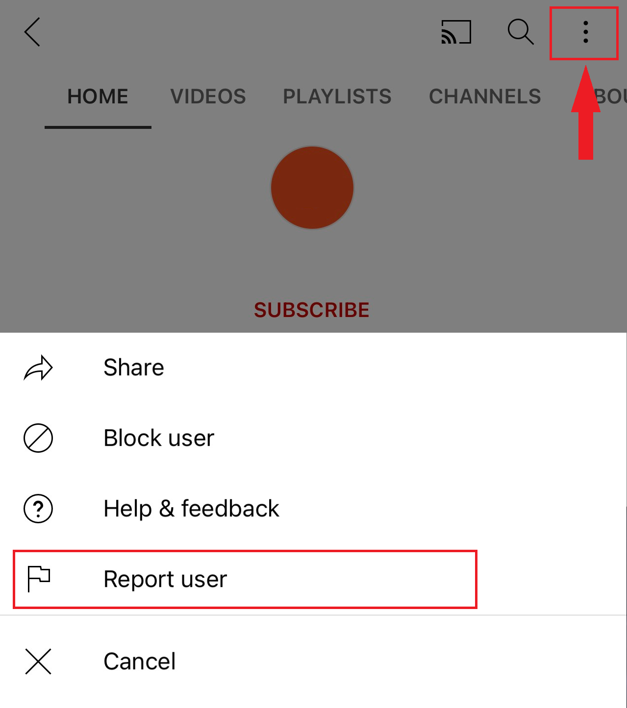 how to report youtube channel using phone