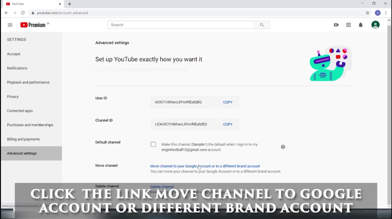 transfer youtube account to another gmail