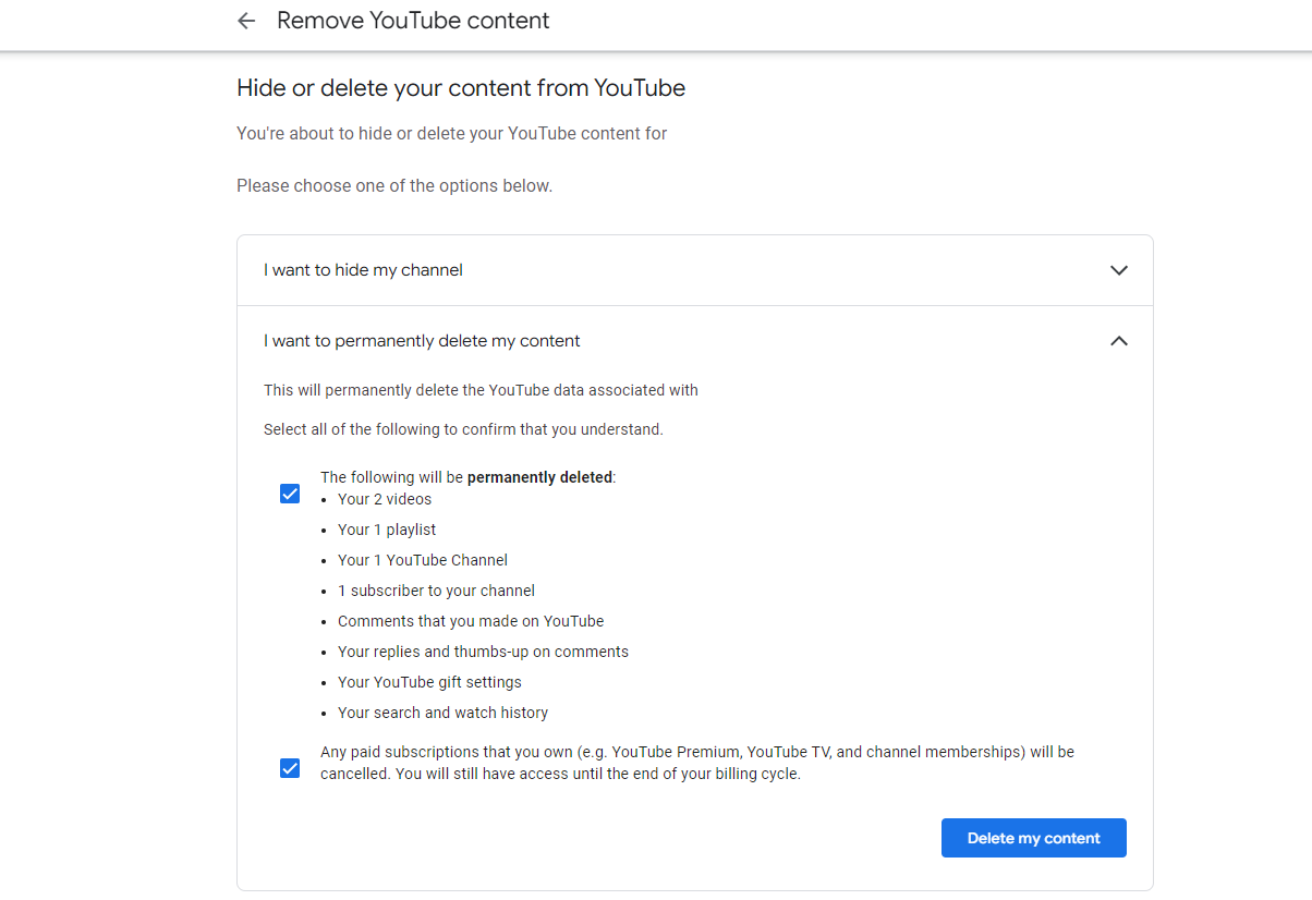 how to delete your channel on youtube