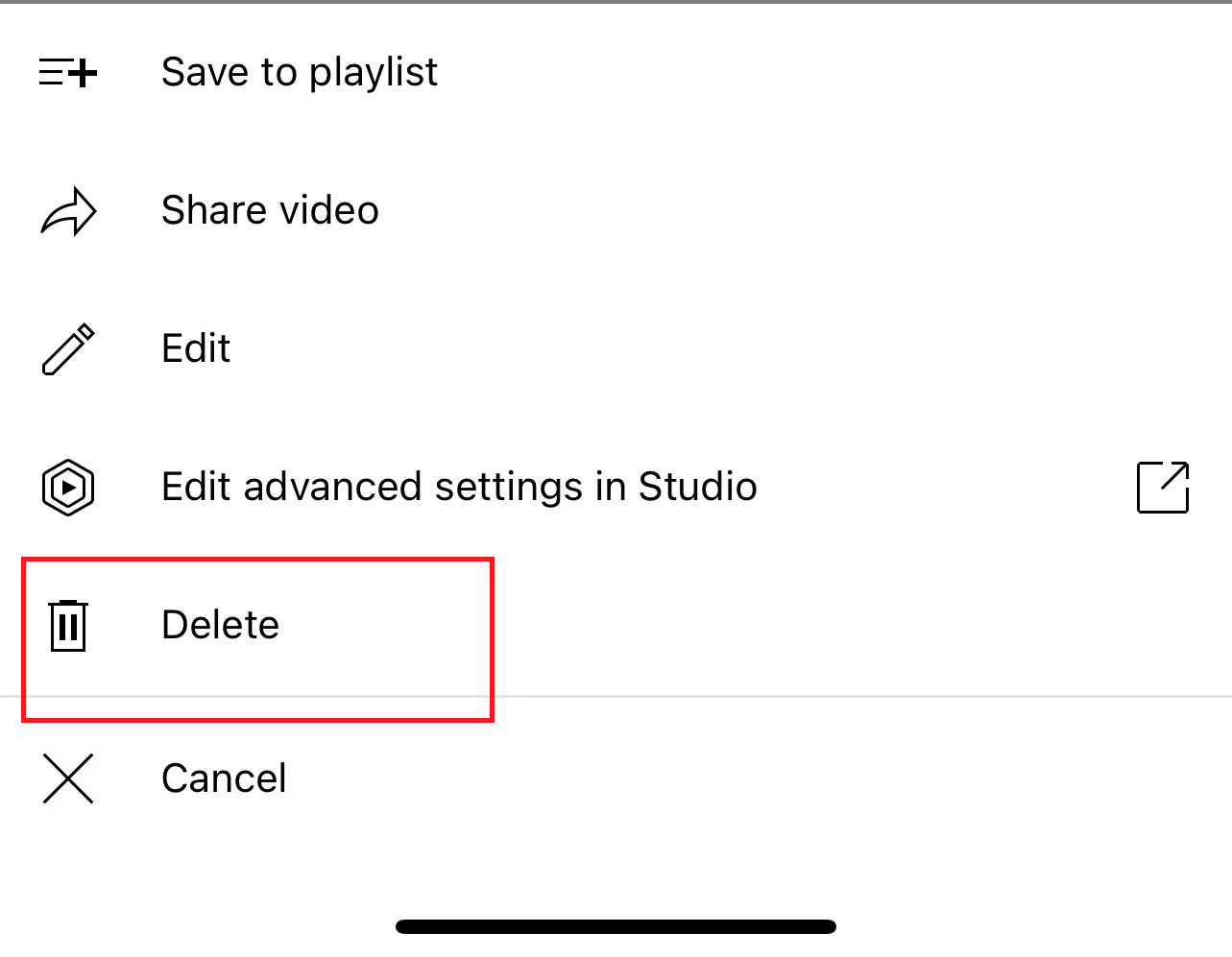delete youtube video