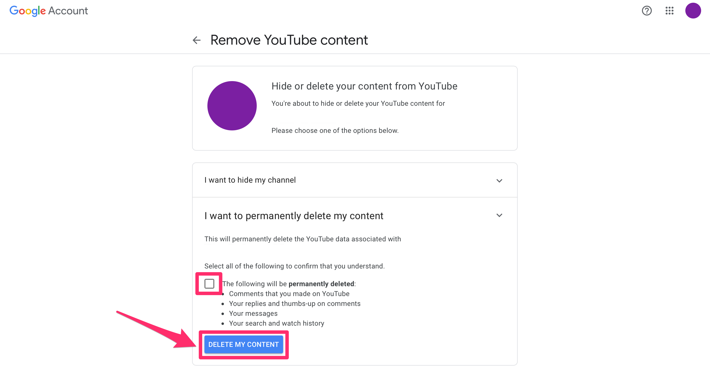 how to delete a channel on youtube